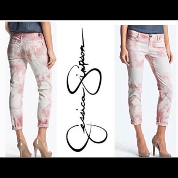 Jessica Simpson Forever Low Rise Pk/Wht Tie Dye 28 - Picture 1 of 9